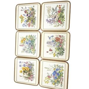 Pimpernel Meadow Flowers Cork Coasters Set of 6 Vintage Floral Drink Mat England